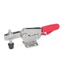 GN 820.3 Stainless Steel Horizontal Acting Toggle Clamp with Safety Hook with Horizontal Mounting Base